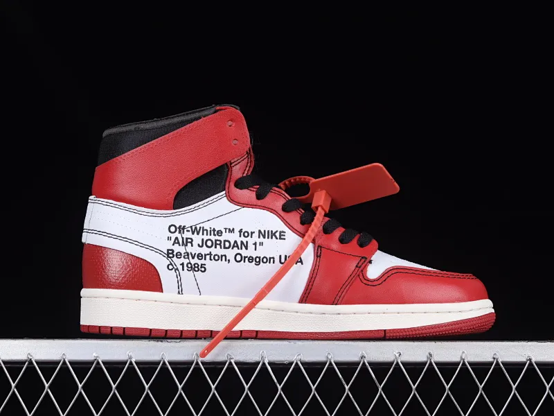 All categories Air Jordan Jordan series basketball shoes Air Jordan 1 High L version Off White x Air Jordan OW AJ1 Joe 1 joint white and red high-top basketball shoes AA3834-101